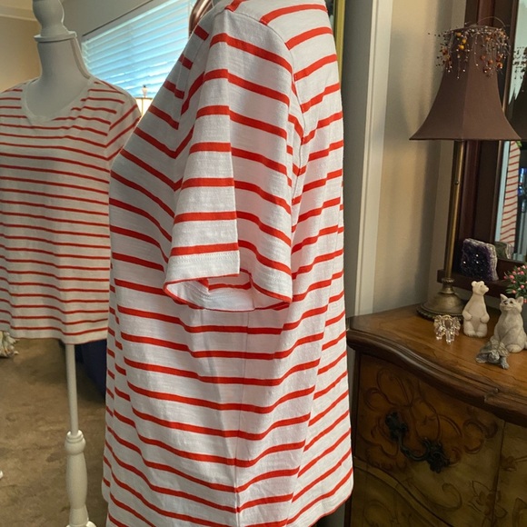 Sigrid Olsen White and Pink Boxy Short Sleeve Tee - Picture 2 of 8